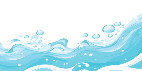 Abstract blue and green water wave splash background vector illustration. Vibrant cartoon ocean wave vector with splash and foam on white background, water wave, kids themes, and digital art. © MD AL AMIN