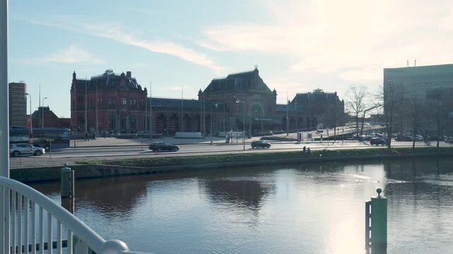  central station viewed from a bridge crossing the canal