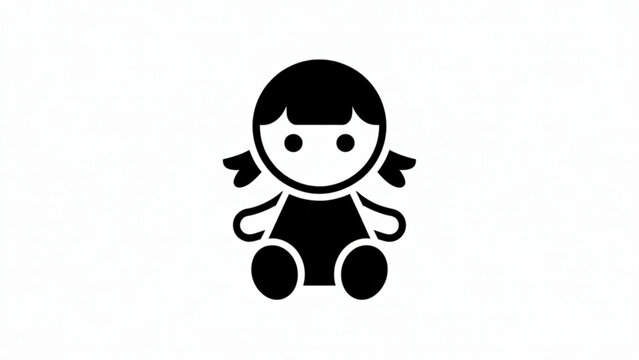 A stylized black robot character with a rounded head and geometric limbs standing against a starburst background. Vector