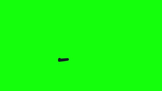 Animated black curly arrow drawing itself on screen, hand-drawn style, wiggling slightly, isolated on green screen background.
