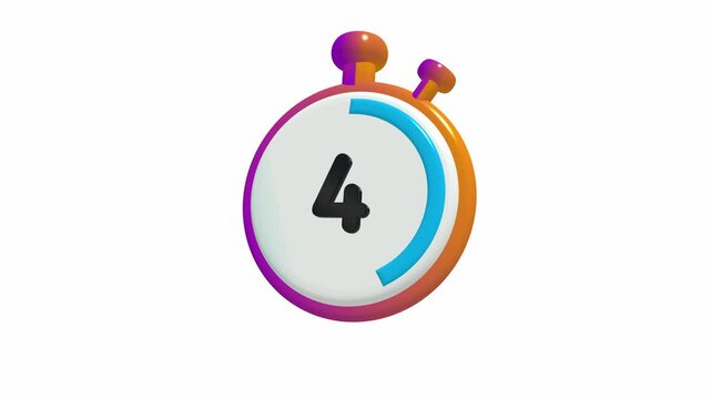 Modern 3D clock animation representing 24 hour time cycle. Clean and colorful design suitable for time, schedule, and productivity concepts.