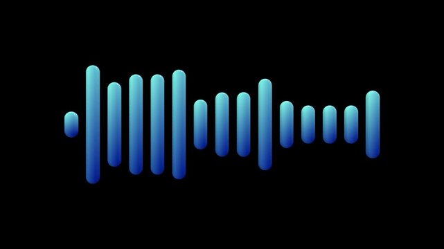 Blue 3D equalizer bars moving dynamically on dark background. Perfect for music, sound visualization, and audio concepts.
