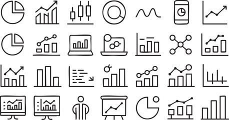 Fototapeta premium Modern data science and business chart icons for dashboards and presentations