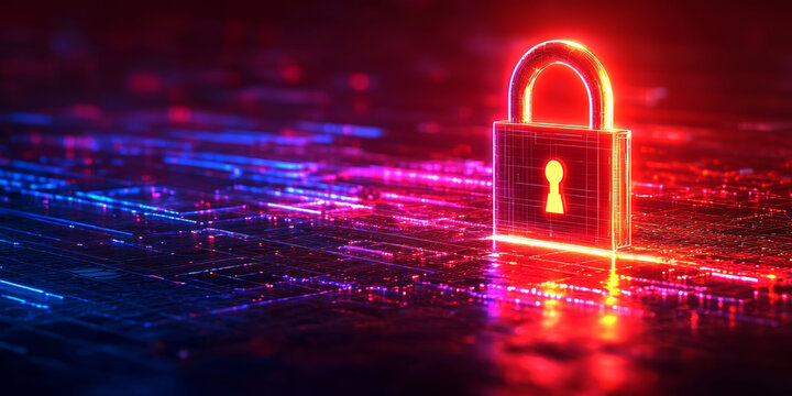 technology featuring network security grids and holographic warning icons, cyber defense theme
