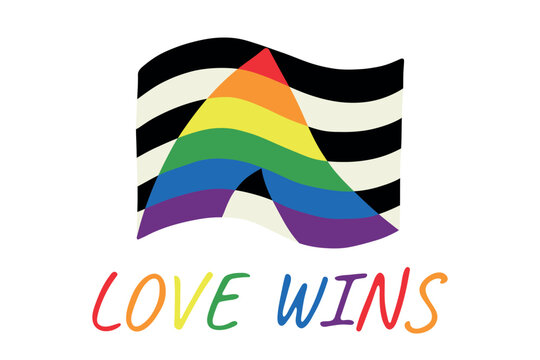 Colorful Straight ally pride flag Happy pride day LGBTQ community Pride Month Vector hand drawn doodle for posters, stickers, logo, cards