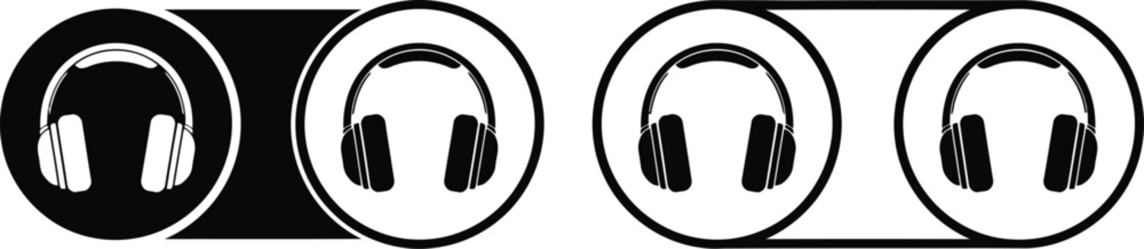 Black and white illustration of two rolls of film with headphones