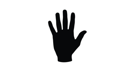 Obraz premium A stark silhouette of a human hand is displayed with an open palm and outstretched fingers against a white background