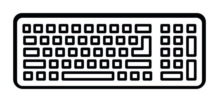 A simple, bold line icon of a computer keyboard. This minimalist vector graphic is perfect for web design, UI, apps, and technology concepts. Clean and modern symbol for typing.