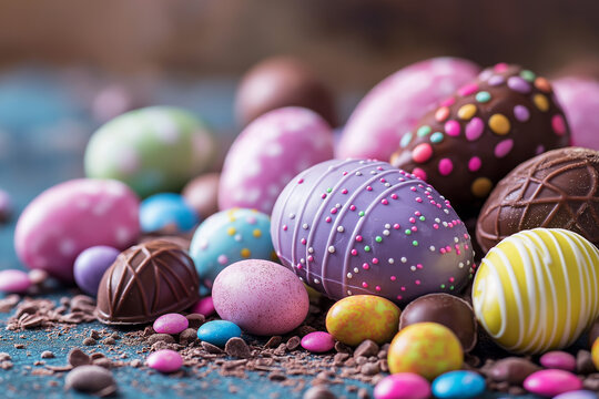 An image of chocolate eggs and sweets displayed in festive packaging. Discuss how food items have become an important part of Easter celebrations