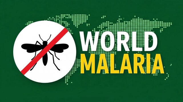 World Malaria Day with Mosquito Prohibition and Map  4k video