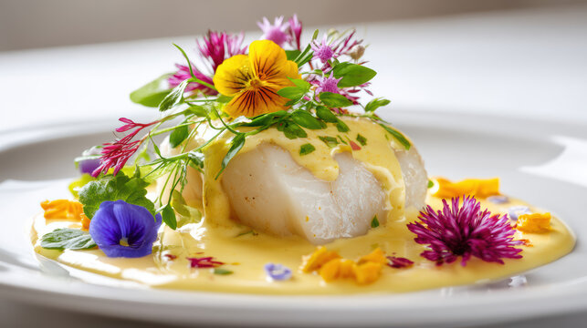 poached monkfish medallion with beurre sauce