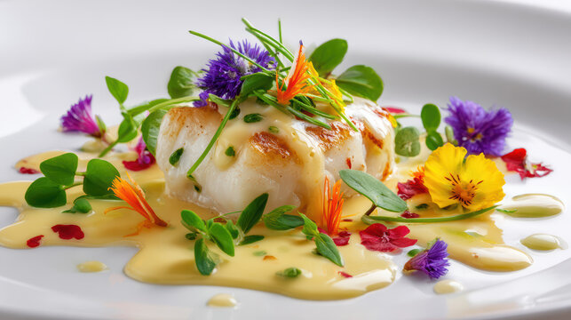 poached monkfish medallion with beurre sauce