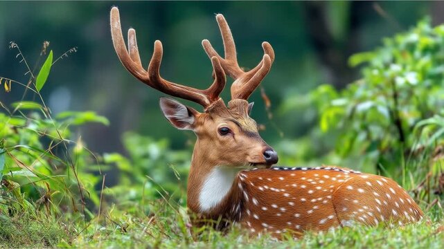 Deer in forest spotted animal with antlers nature wildlife habitat