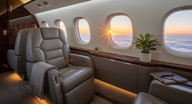 first class or business class seat in airplane, concept of luxury lifestyle of successful rich people