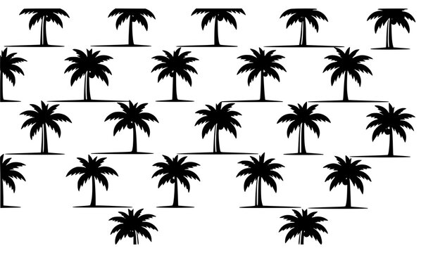 Minimal palm tree seamless pattern black silhouette vector illustration