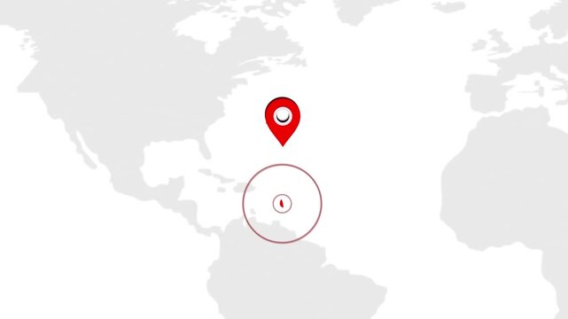 Barbados Location Pin on World Map for Travel Concept