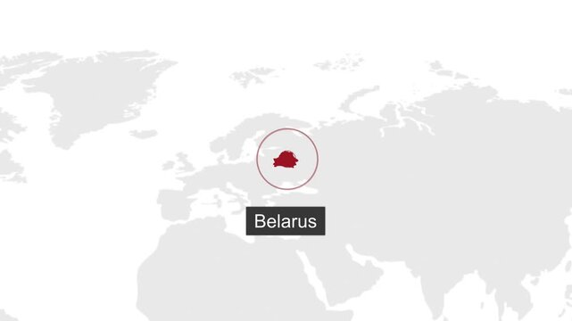 Belarus Geographic Location on Minimal World Map Animation