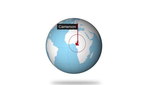 Cameroon Map Pin Location Animation Global World Map Concept