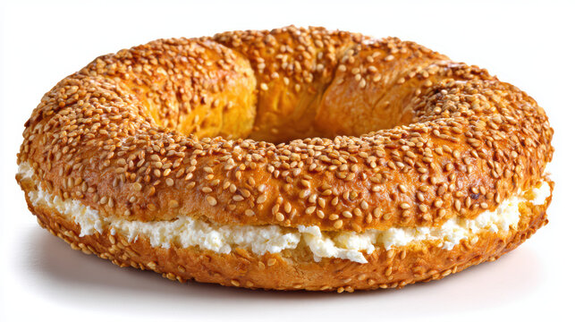 transparent turkish simit sesame bread ring with crispy crust