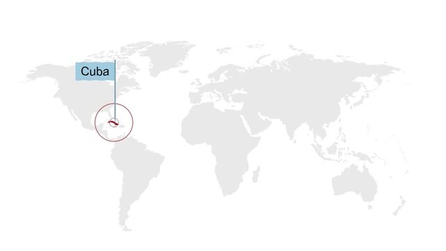 Cuba Map Location Pointer Animation on World Map