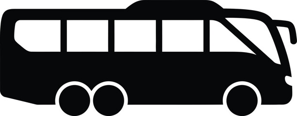 A black silhouette of a bus on a white background © SADIA