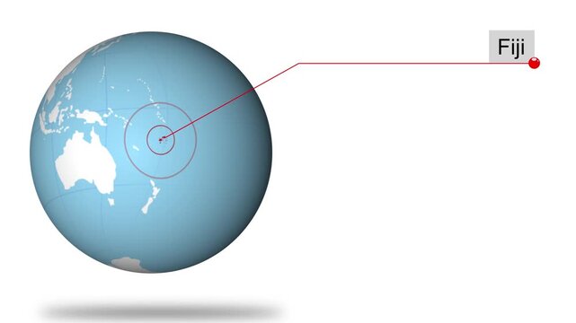 Fiji Country Location Animation on Digital World Map