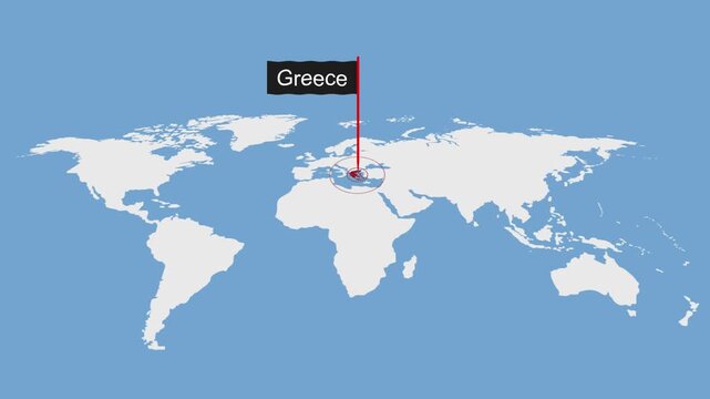 Greece Geographic Location on Minimal World Map Animation