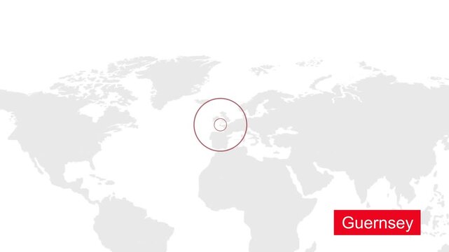 Guernsey Map Location Pointer Animation on World Map