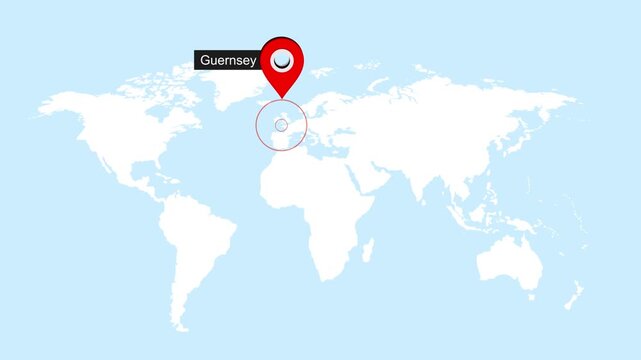 Guernsey Map Pin Location Animation Global World Map Concept