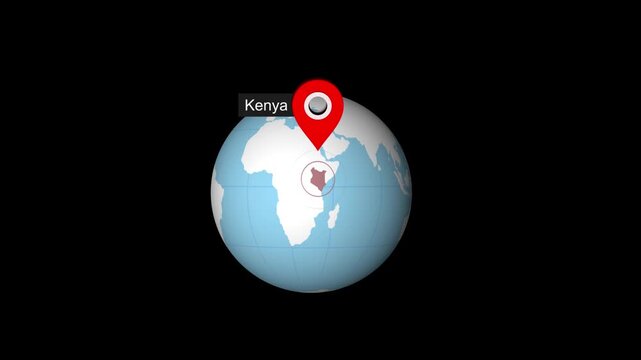 Kenya Location Highlight on World Map with Circle Marker