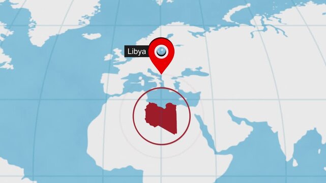 Libya City Location on World Map Animation Concept