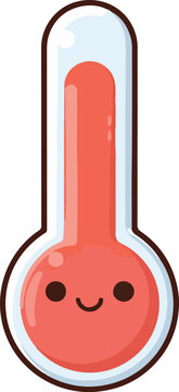 Cute thermometer weather icon temperature flat vector illustration