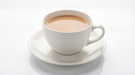 Fototapeta premium A cup of tea with milk isolated on white background