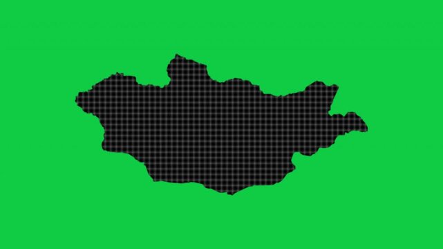 Mongolia black cells effect map pop animation green background