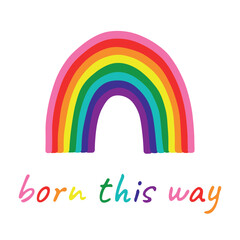Fototapeta premium Colorful rainbow shape Gay pride flag Happy pride day LGBTQ community Pride Month Vector hand drawn doodle for posters, stickers, logo, cards