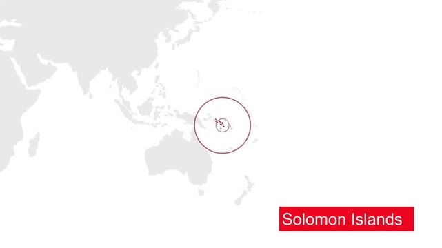Solomon Map Location Pointer Animation on World Map