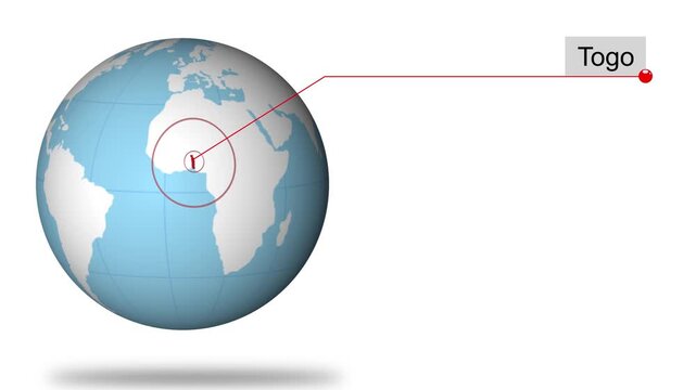 Togo Map Pin on World Map Animation