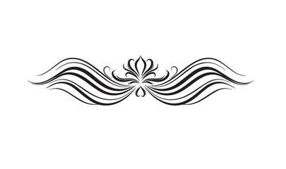 Fototapeta premium Black and white symmetrical floral design with wavy lines