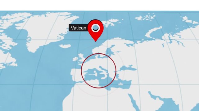 Vatican City Location on World Map Animation Concept