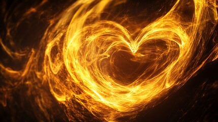 Fototapeta premium Fiery love symbol glowing with bright golden flames high resolution picture