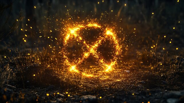 Fiery magical symbol glowing with blazing mystical energy high resolution picture