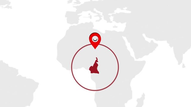 Cameroon Location Pin on World Map for Travel Concept