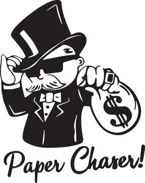 Rich Businessman Mascot Holding Money Bag Capitalist Vector