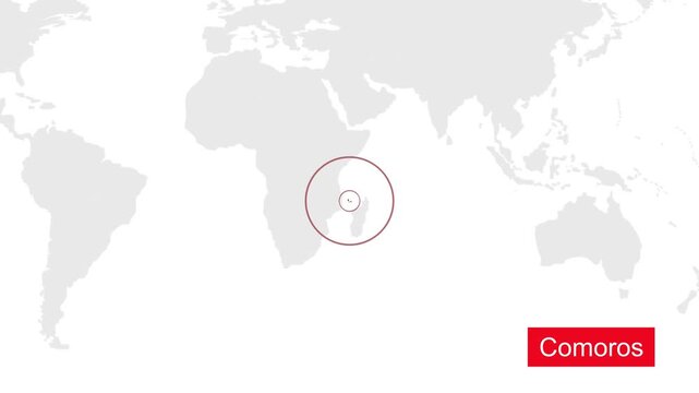 Comoros Location Highlight on Global Map with Zoom Animation