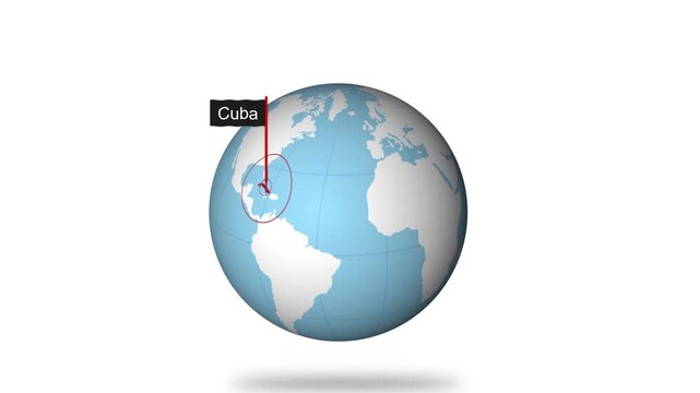 Cuba Map Pin Location Animation Global World Map Concept