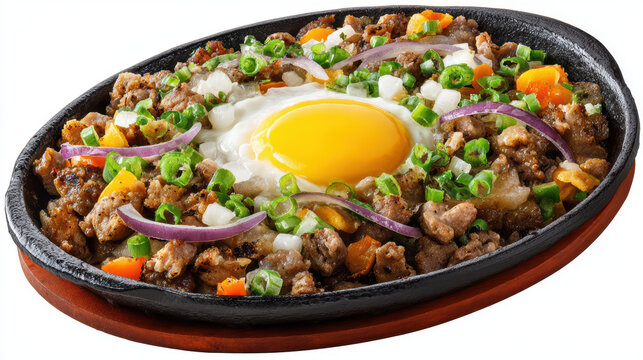 sizzling filipino sisig with pork face and lime