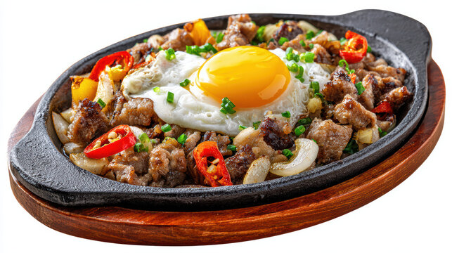 sizzling filipino sisig with pork face and lime