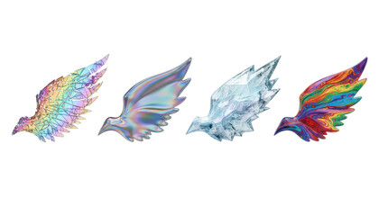 Obraz premium Four Fantasy Wings with Different Textures and Colors