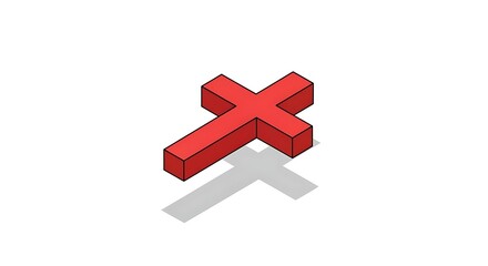 Obraz premium Isometric red cross on white background