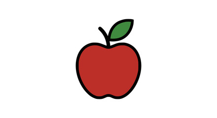 Fototapeta premium Apple Icon Set – Minimal Line Art and Color Fruit Collection (Outline & Filled)